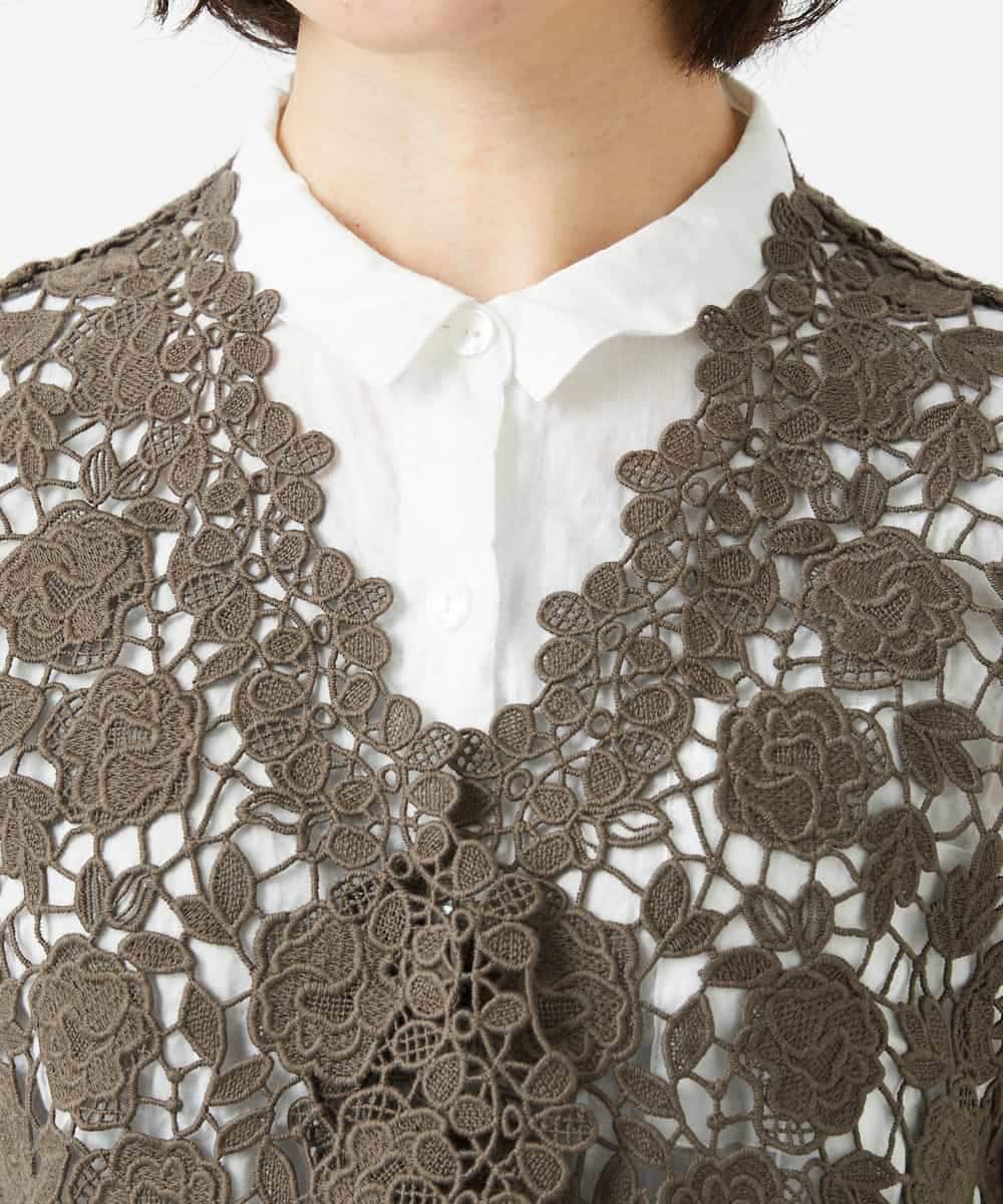 NHBGF81220 GIANNI LO GIUDICE(小さいサイズ)(メゾン ドゥ サンク) ケミカルレースジレ ブラウン