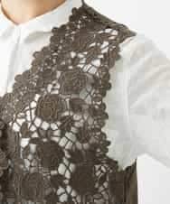 NHBGF81220 GIANNI LO GIUDICE(小さいサイズ)(メゾン ドゥ サンク) ケミカルレースジレ ブラウン