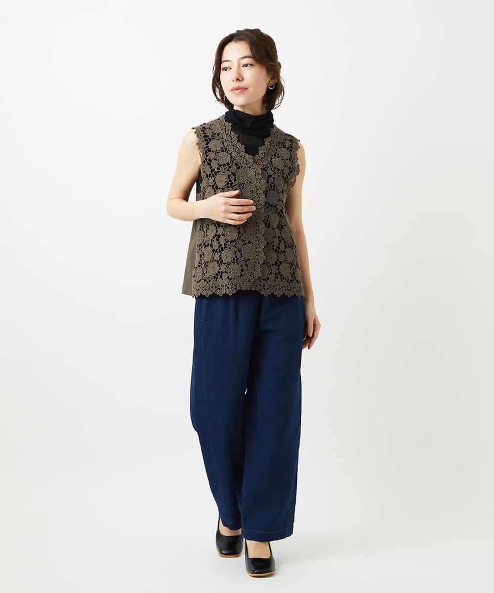 NHBGF81220 GIANNI LO GIUDICE(小さいサイズ)(メゾン ドゥ サンク) ケミカルレースジレ ブラウン