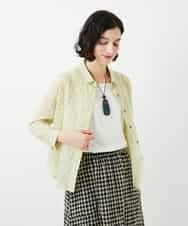 NHBGF83250 GIANNI LO GIUDICE(小さいサイズ)(メゾン ドゥ サンク) 塩縮ダイヤ柄ブラウス ライトイエロー