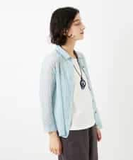 NHBGF83250 GIANNI LO GIUDICE(小さいサイズ)(メゾン ドゥ サンク) 塩縮ダイヤ柄ブラウス ライトブルー