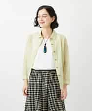 NHBGF83250 GIANNI LO GIUDICE(小さいサイズ)(メゾン ドゥ サンク) 塩縮ダイヤ柄ブラウス ライトブルー