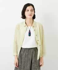 NHBGF83250 GIANNI LO GIUDICE(小さいサイズ)(メゾン ドゥ サンク) 塩縮ダイヤ柄ブラウス ライトブルー