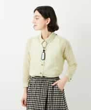 NHBGF83250 GIANNI LO GIUDICE(小さいサイズ)(メゾン ドゥ サンク) 塩縮ダイヤ柄ブラウス ライトブルー