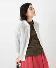 NHBGF83250 GIANNI LO GIUDICE(小さいサイズ)(メゾン ドゥ サンク) 塩縮ダイヤ柄ブラウス ライトブルー