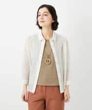 NHBGF83250 GIANNI LO GIUDICE(小さいサイズ)(メゾン ドゥ サンク) 塩縮ダイヤ柄ブラウス ライトブルー