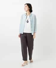 NHBGF83250 GIANNI LO GIUDICE(小さいサイズ)(メゾン ドゥ サンク) 塩縮ダイヤ柄ブラウス ライトブルー