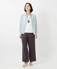 NHBGF83250 GIANNI LO GIUDICE(小さいサイズ)(メゾン ドゥ サンク) 塩縮ダイヤ柄ブラウス ライトブルー