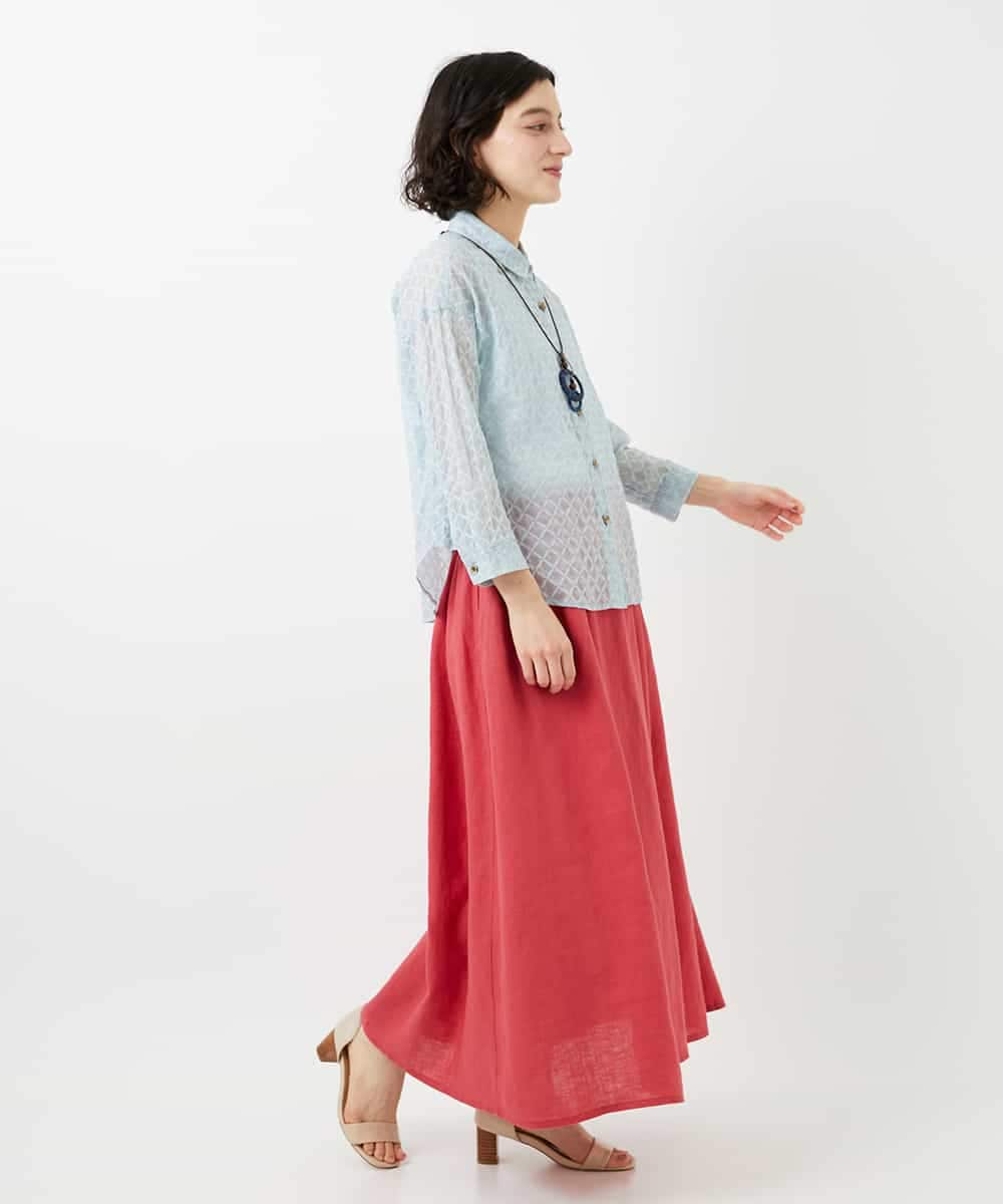 NHBGF83250 GIANNI LO GIUDICE(小さいサイズ)(メゾン ドゥ サンク) 塩縮ダイヤ柄ブラウス ライトブルー