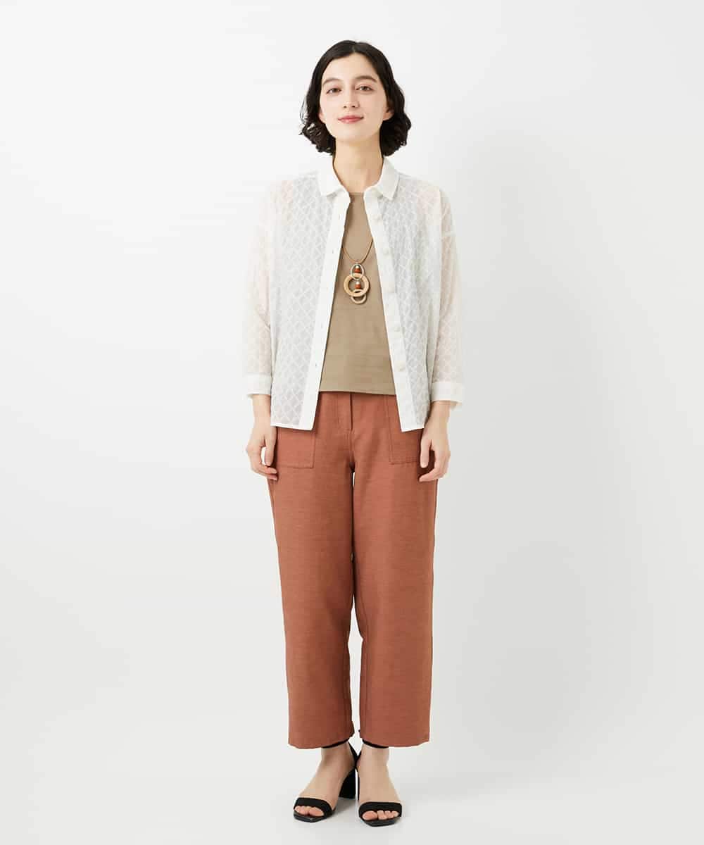 NHBGF83250 GIANNI LO GIUDICE(小さいサイズ)(メゾン ドゥ サンク) 塩縮ダイヤ柄ブラウス ライトブルー