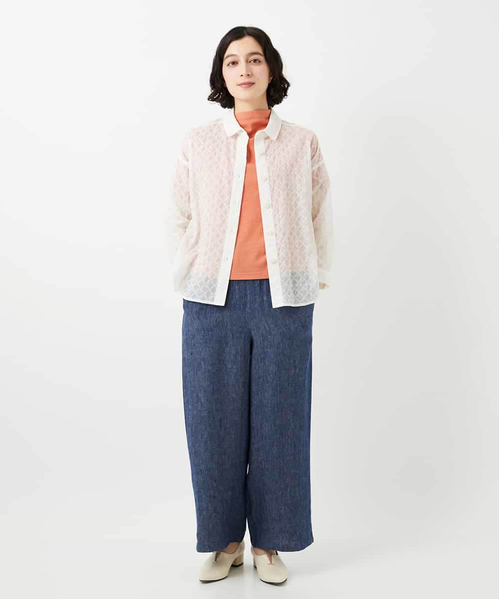 NHBGF83250 GIANNI LO GIUDICE(小さいサイズ)(メゾン ドゥ サンク) 塩縮ダイヤ柄ブラウス ライトブルー