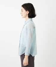 NHBGF83250 GIANNI LO GIUDICE(小さいサイズ)(メゾン ドゥ サンク) 塩縮ダイヤ柄ブラウス ライトブルー