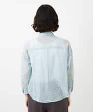 NHBGF83250 GIANNI LO GIUDICE(小さいサイズ)(メゾン ドゥ サンク) 塩縮ダイヤ柄ブラウス ライトブルー