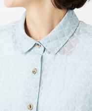 NHBGF83250 GIANNI LO GIUDICE(小さいサイズ)(メゾン ドゥ サンク) 塩縮ダイヤ柄ブラウス ライトブルー