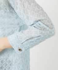 NHBGF83250 GIANNI LO GIUDICE(小さいサイズ)(メゾン ドゥ サンク) 塩縮ダイヤ柄ブラウス ライトブルー