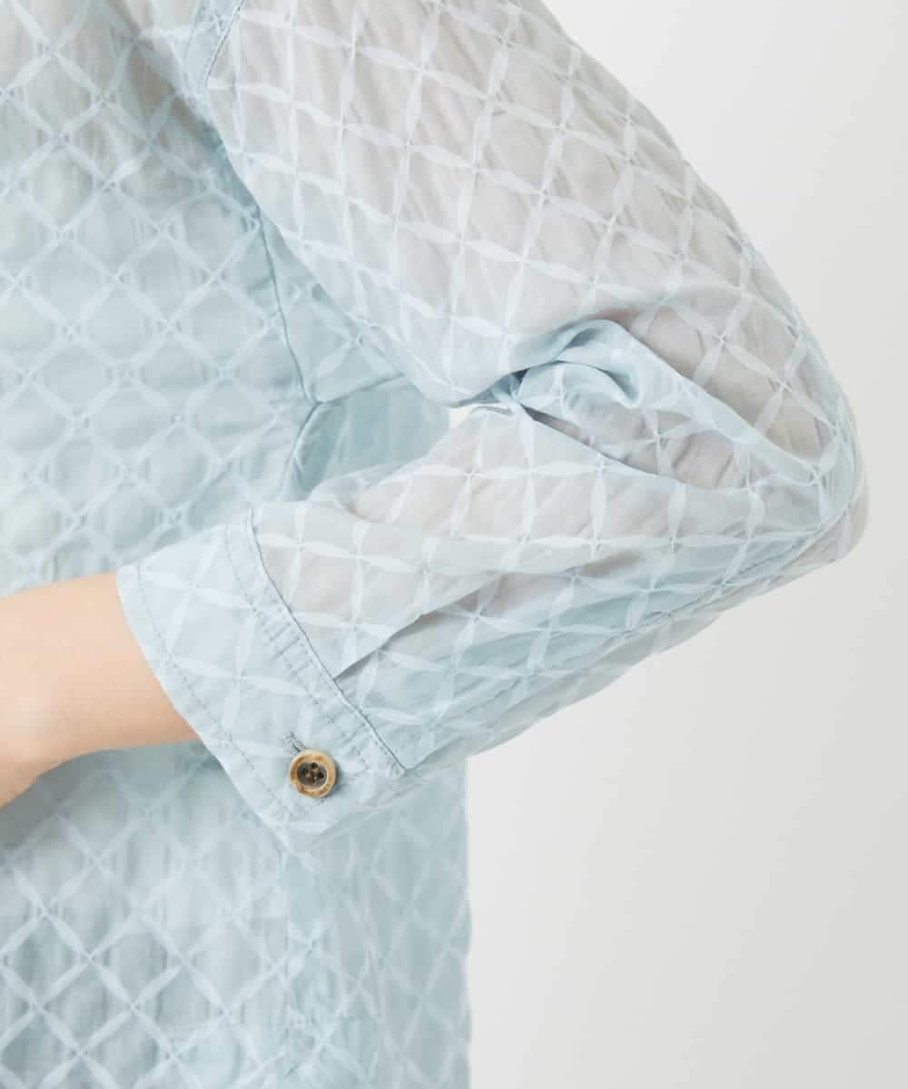 NHBGF83250 GIANNI LO GIUDICE(小さいサイズ)(メゾン ドゥ サンク) 塩縮ダイヤ柄ブラウス ライトブルー