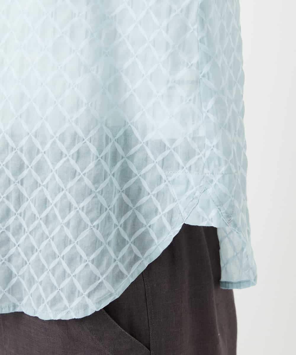 NHBGF83250 GIANNI LO GIUDICE(小さいサイズ)(メゾン ドゥ サンク) 塩縮ダイヤ柄ブラウス ライトブルー