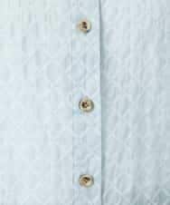 NHBGF83250 GIANNI LO GIUDICE(小さいサイズ)(メゾン ドゥ サンク) 塩縮ダイヤ柄ブラウス ライトブルー