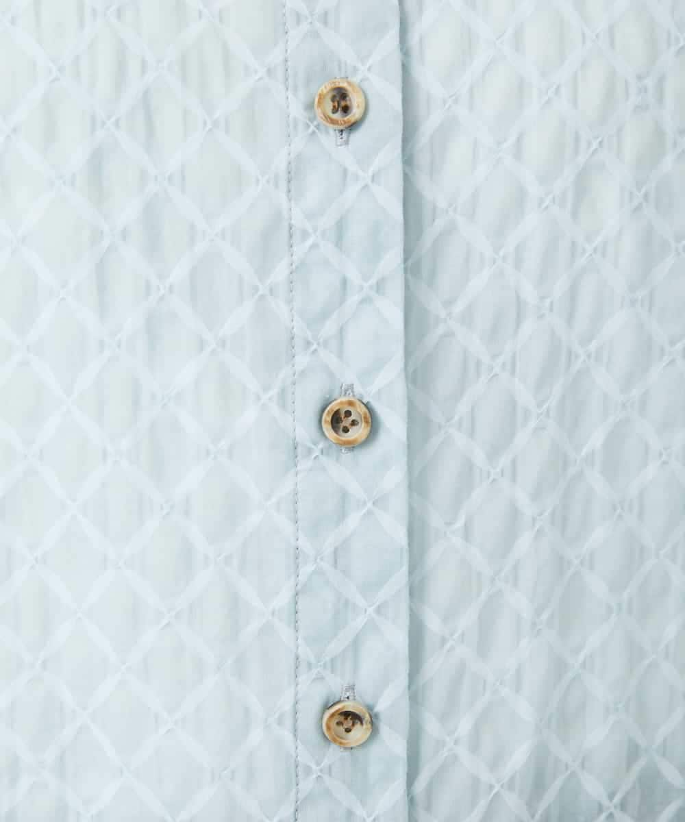 NHBGF83250 GIANNI LO GIUDICE(小さいサイズ)(メゾン ドゥ サンク) 塩縮ダイヤ柄ブラウス ライトブルー