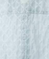 NHBGF83250 GIANNI LO GIUDICE(小さいサイズ)(メゾン ドゥ サンク) 塩縮ダイヤ柄ブラウス ライトブルー