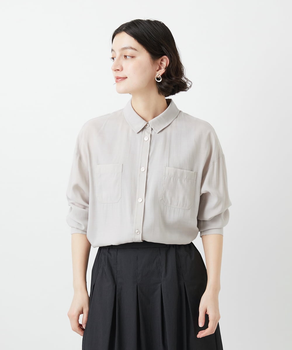 NHBGF84290 GIANNI LO GIUDICE(小さいサイズ)(メゾン ドゥ サンク) シルク混リラックスシャツ ベージュ