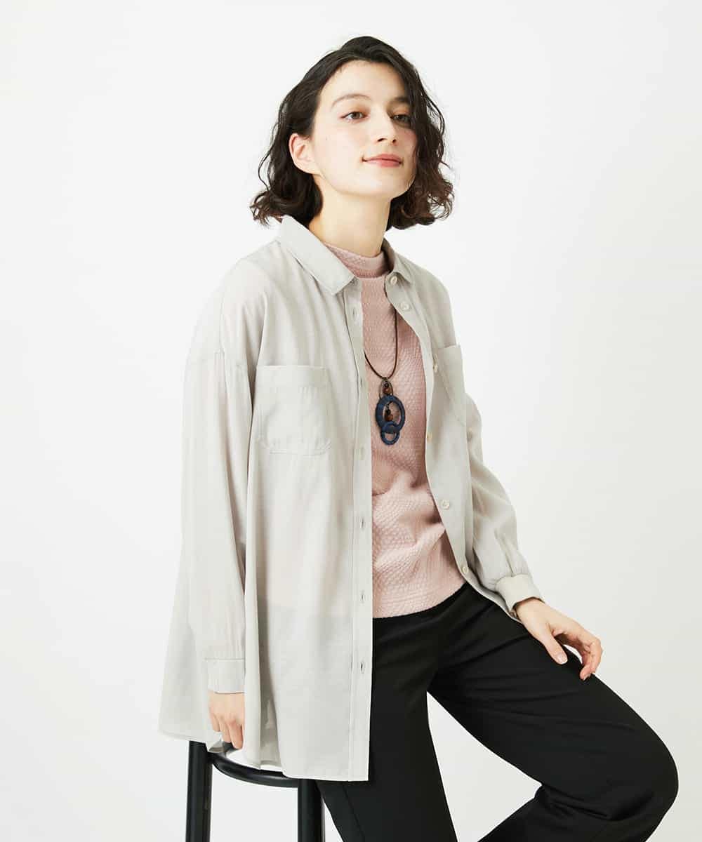 NHBGF84290 GIANNI LO GIUDICE(小さいサイズ)(メゾン ドゥ サンク) シルク混リラックスシャツ ベージュ