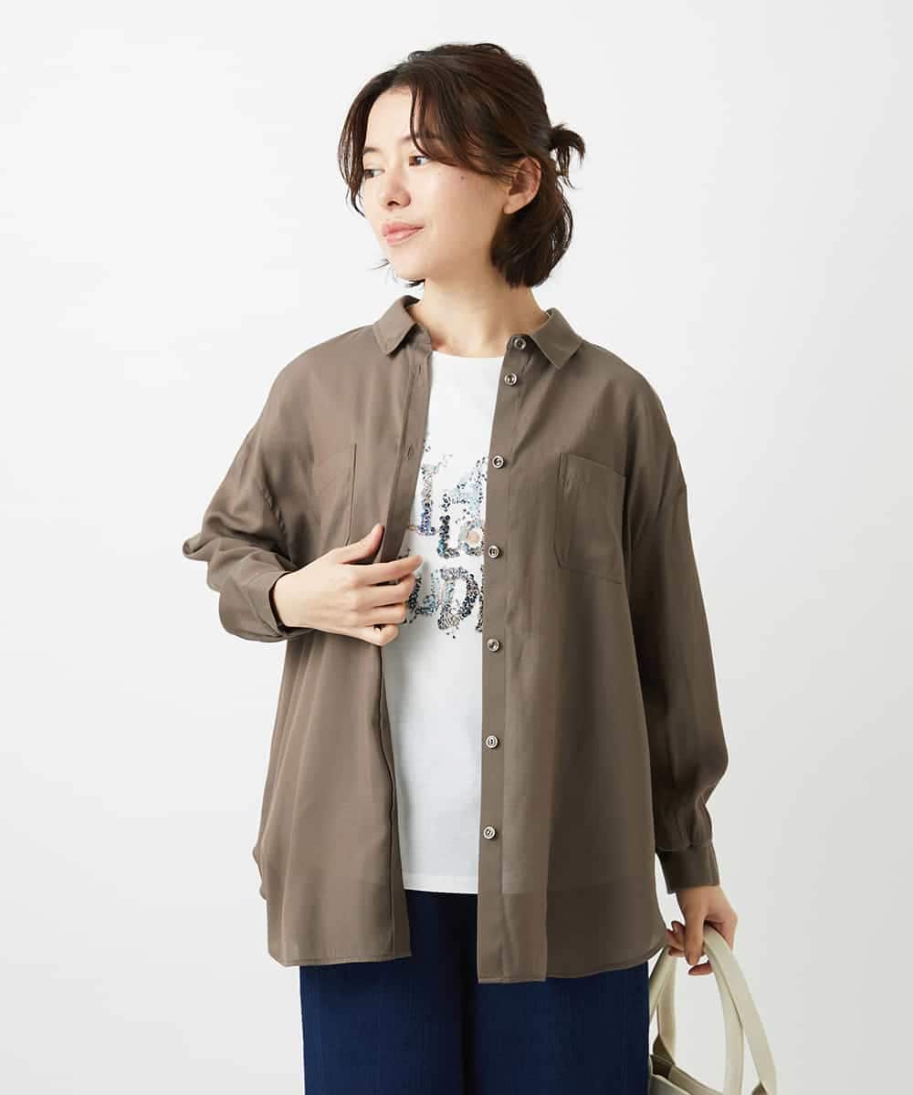 NHBGF84290 GIANNI LO GIUDICE(小さいサイズ)(メゾン ドゥ サンク) シルク混リラックスシャツ ベージュ