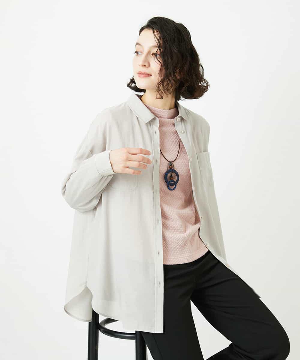 NHBGF84290 GIANNI LO GIUDICE(小さいサイズ)(メゾン ドゥ サンク) シルク混リラックスシャツ ベージュ