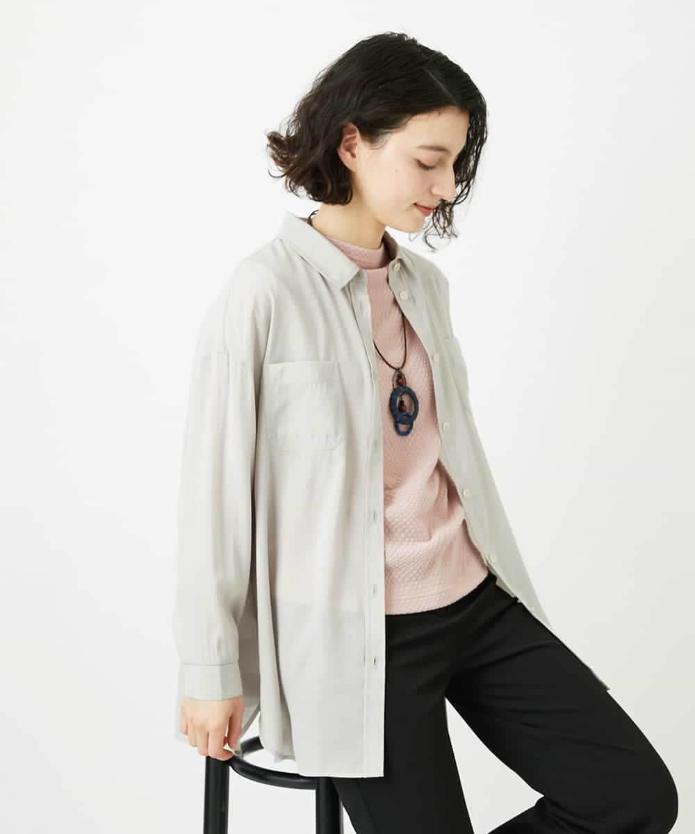 NHBGF84290 GIANNI LO GIUDICE(小さいサイズ)(メゾン ドゥ サンク) シルク混リラックスシャツ ベージュ