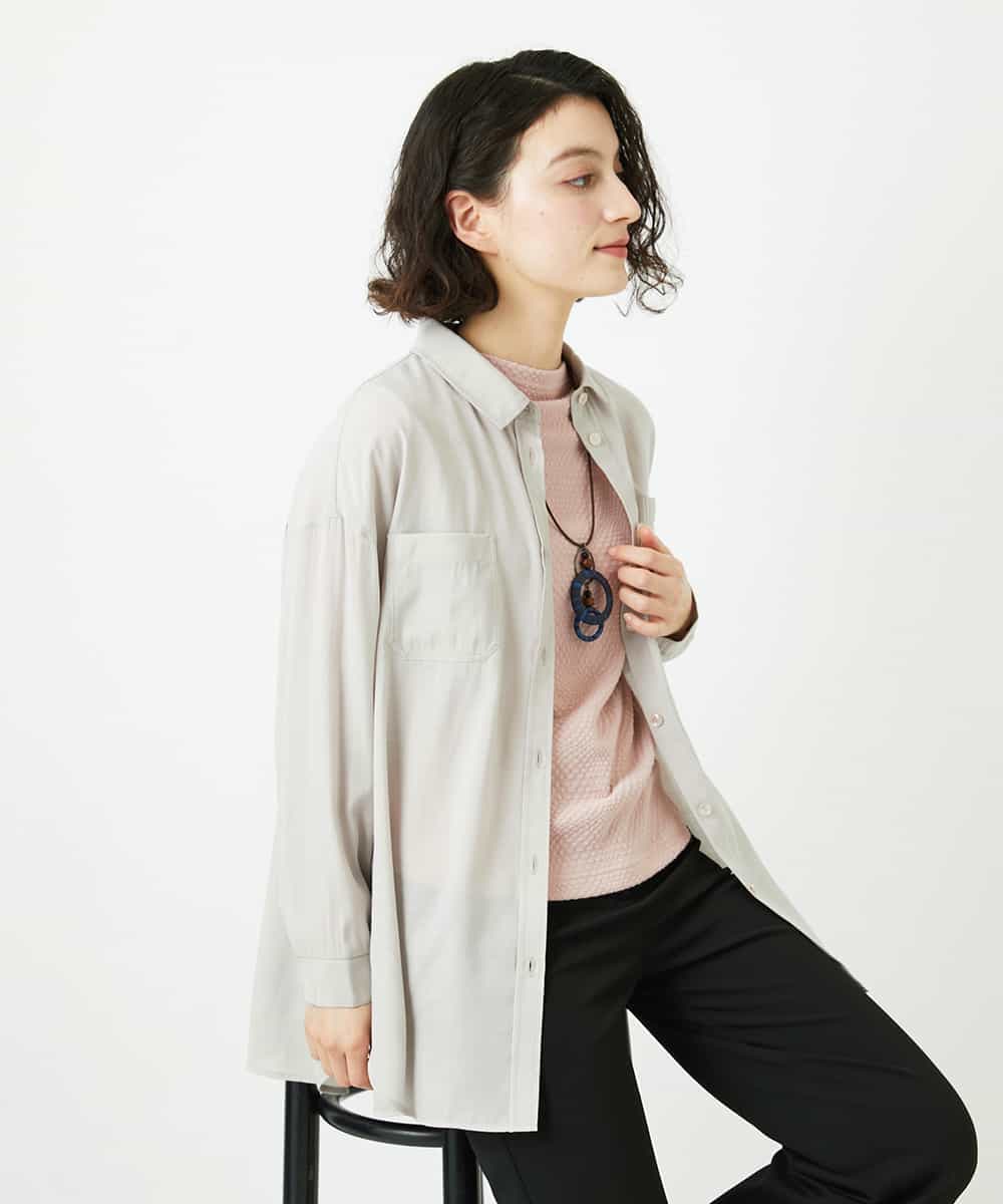 NHBGF84290 GIANNI LO GIUDICE(小さいサイズ)(メゾン ドゥ サンク) シルク混リラックスシャツ ベージュ