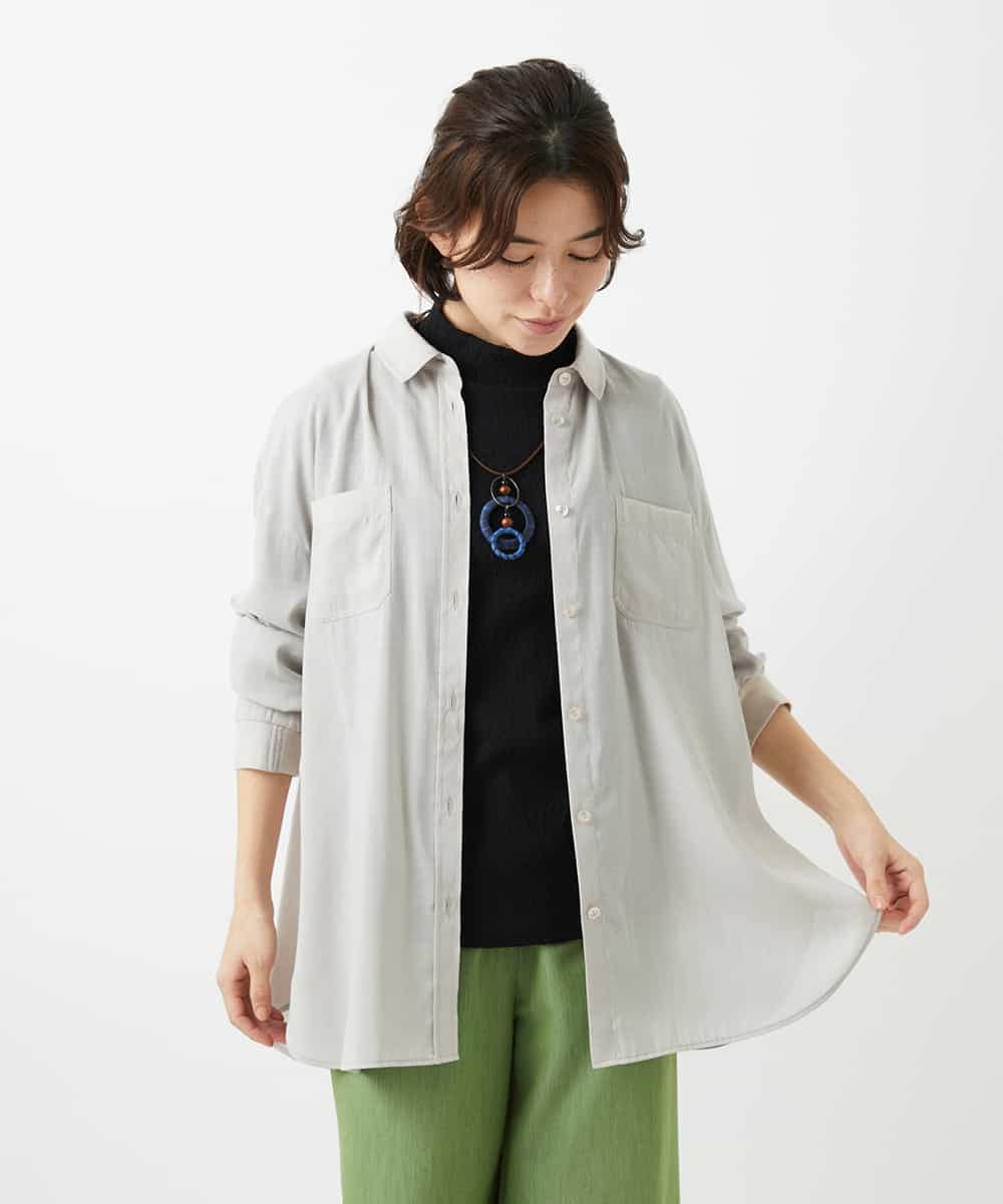 NHBGF84290 GIANNI LO GIUDICE(小さいサイズ)(メゾン ドゥ サンク) シルク混リラックスシャツ ベージュ