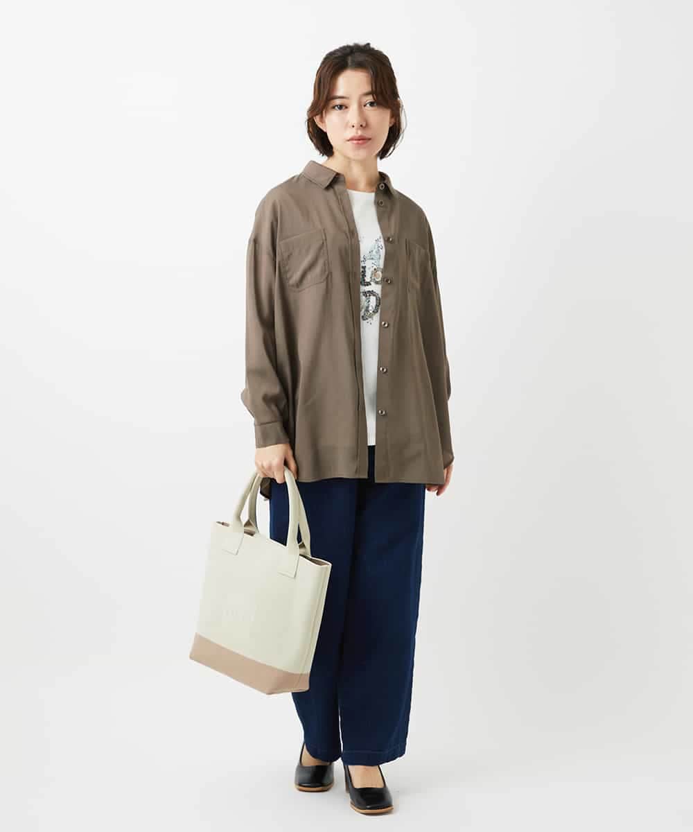 NHBGF84290 GIANNI LO GIUDICE(小さいサイズ)(メゾン ドゥ サンク) シルク混リラックスシャツ ベージュ