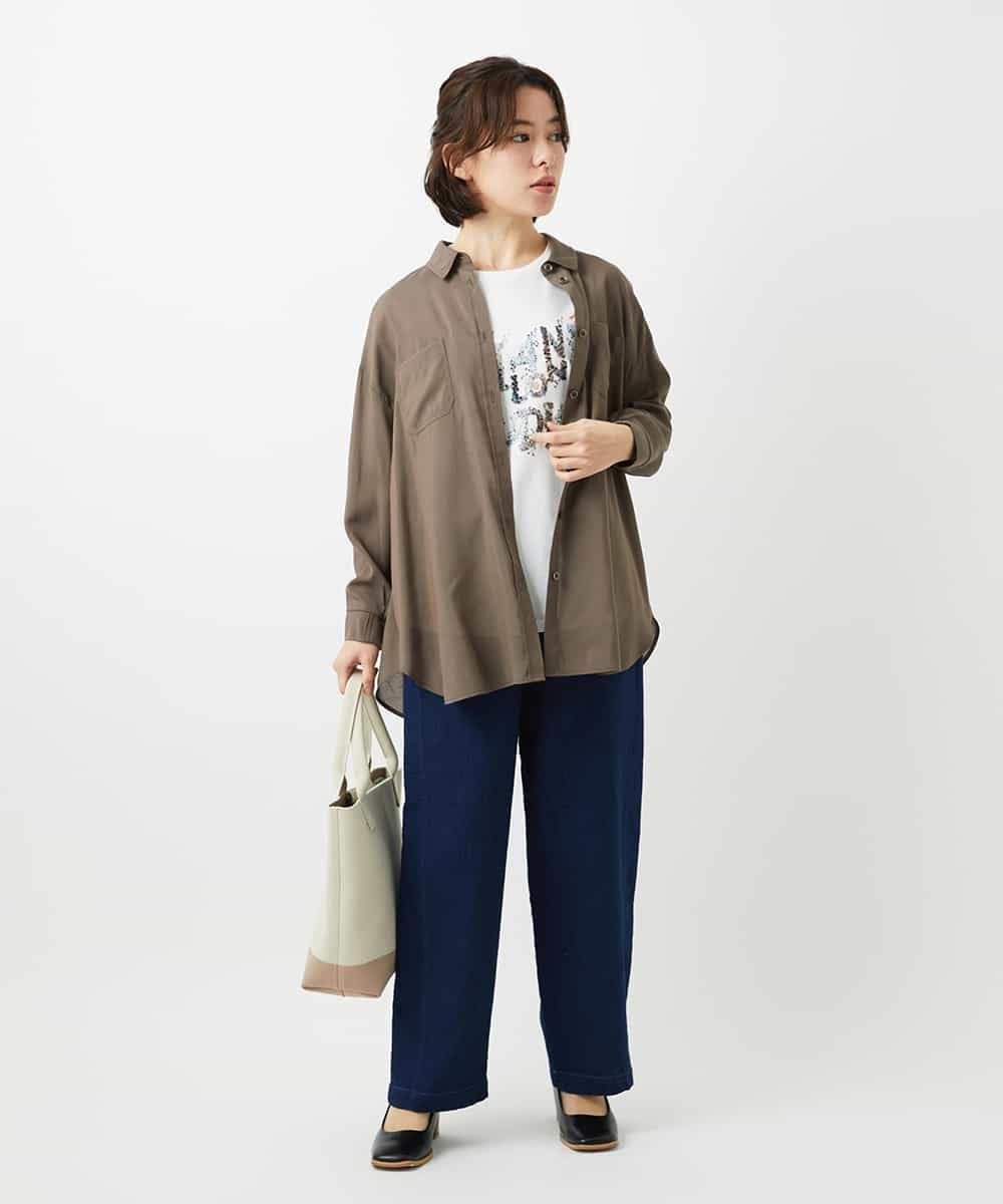 NHBGF84290 GIANNI LO GIUDICE(小さいサイズ)(メゾン ドゥ サンク) シルク混リラックスシャツ ベージュ