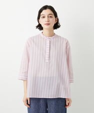 NHBGF85230 GIANNI LO GIUDICE(小さいサイズ)(メゾン ドゥ サンク) シアーストライププルオーバーブラウス ピンク