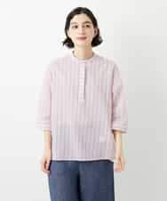 NHBGF85230 GIANNI LO GIUDICE(小さいサイズ)(メゾン ドゥ サンク) シアーストライププルオーバーブラウス ピンク