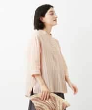 NHBGF85230 GIANNI LO GIUDICE(小さいサイズ)(メゾン ドゥ サンク) シアーストライププルオーバーブラウス ピンク