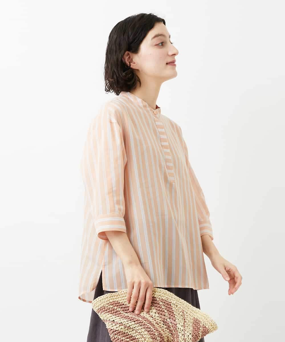 NHBGF85230 GIANNI LO GIUDICE(小さいサイズ)(メゾン ドゥ サンク) シアーストライププルオーバーブラウス ピンク