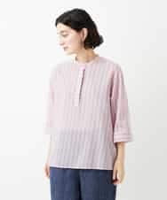 NHBGF85230 GIANNI LO GIUDICE(小さいサイズ)(メゾン ドゥ サンク) シアーストライププルオーバーブラウス ピンク