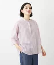 NHBGF85230 GIANNI LO GIUDICE(小さいサイズ)(メゾン ドゥ サンク) シアーストライププルオーバーブラウス ピンク