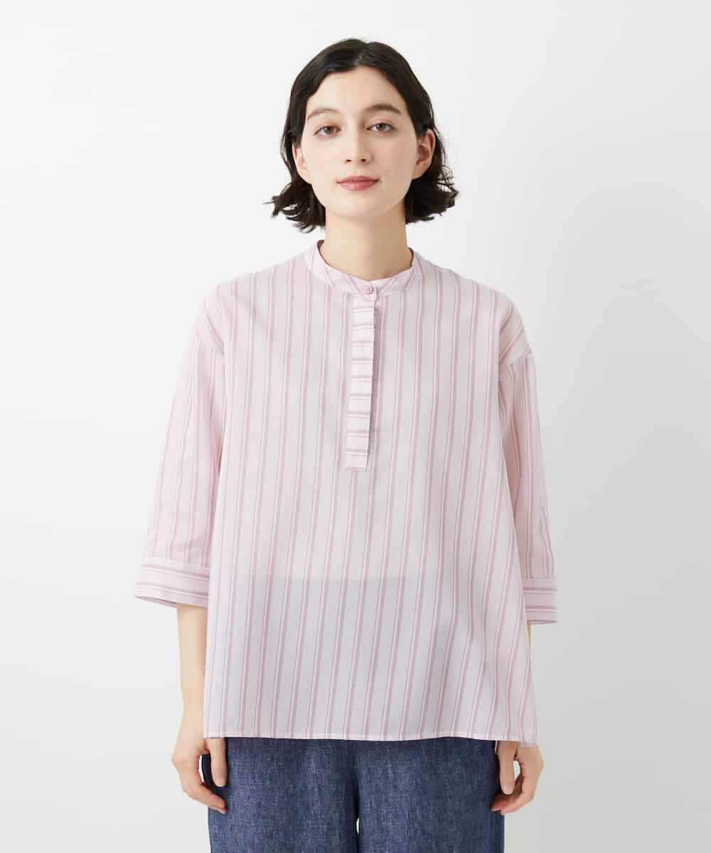 NHBGF85230 GIANNI LO GIUDICE(小さいサイズ)(メゾン ドゥ サンク) シアーストライププルオーバーブラウス ピンク