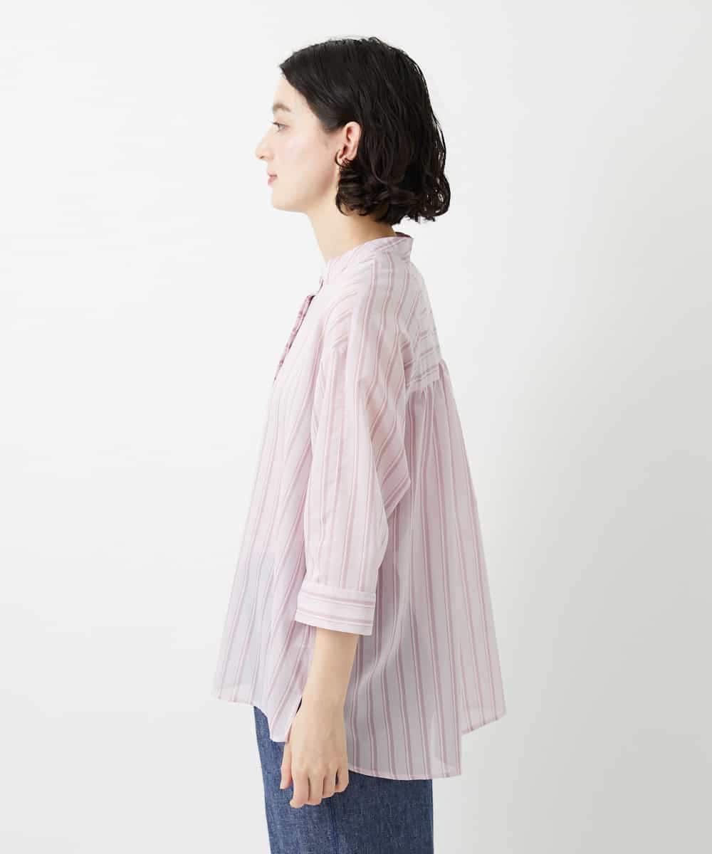 NHBGF85230 GIANNI LO GIUDICE(小さいサイズ)(メゾン ドゥ サンク) シアーストライププルオーバーブラウス ピンク