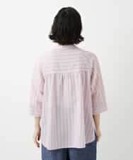 NHBGF85230 GIANNI LO GIUDICE(小さいサイズ)(メゾン ドゥ サンク) シアーストライププルオーバーブラウス ピンク