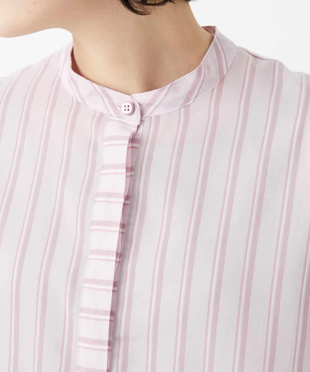 NHBGF85230 GIANNI LO GIUDICE(小さいサイズ)(メゾン ドゥ サンク) シアーストライププルオーバーブラウス ピンク