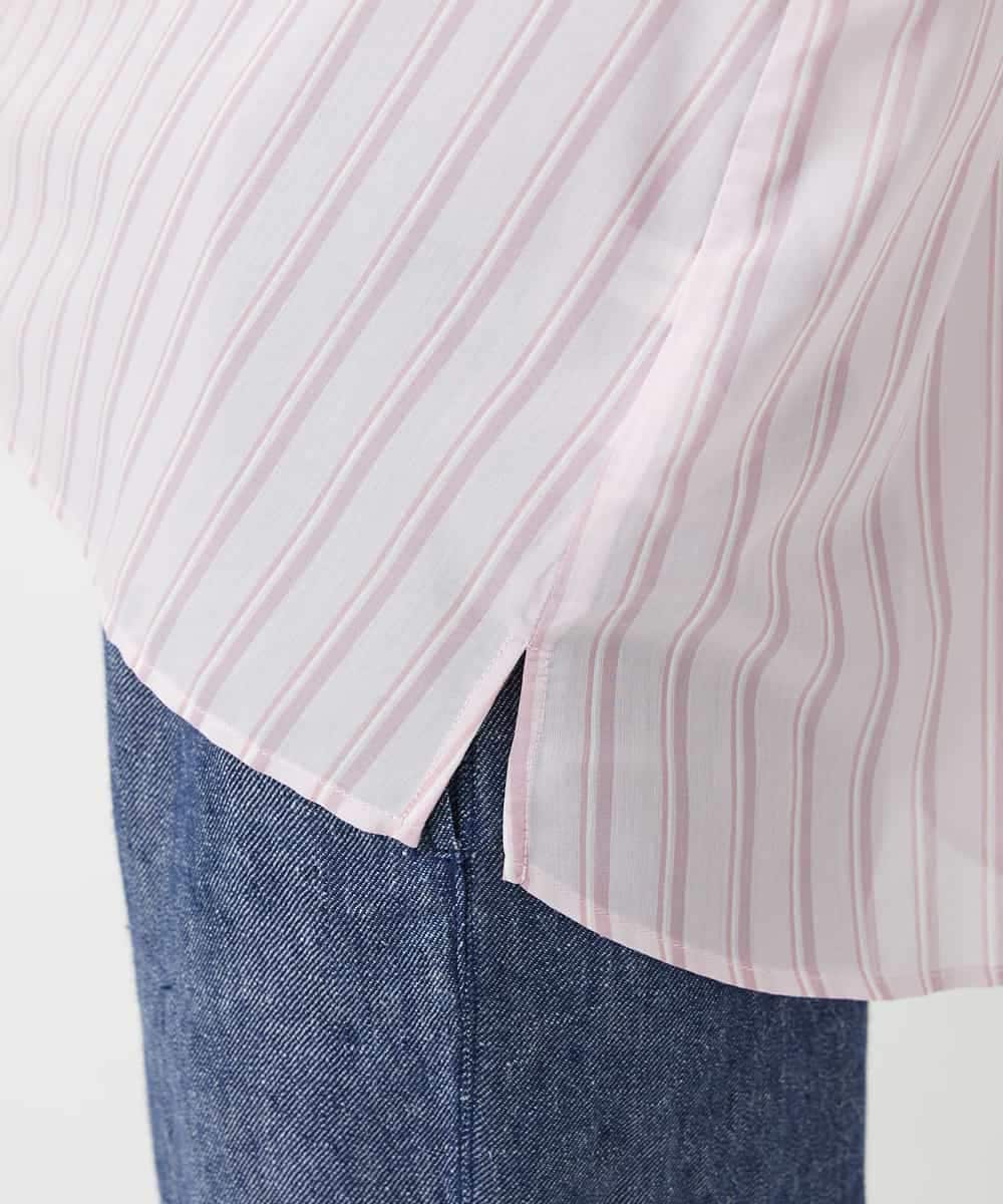 NHBGF85230 GIANNI LO GIUDICE(小さいサイズ)(メゾン ドゥ サンク) シアーストライププルオーバーブラウス ピンク