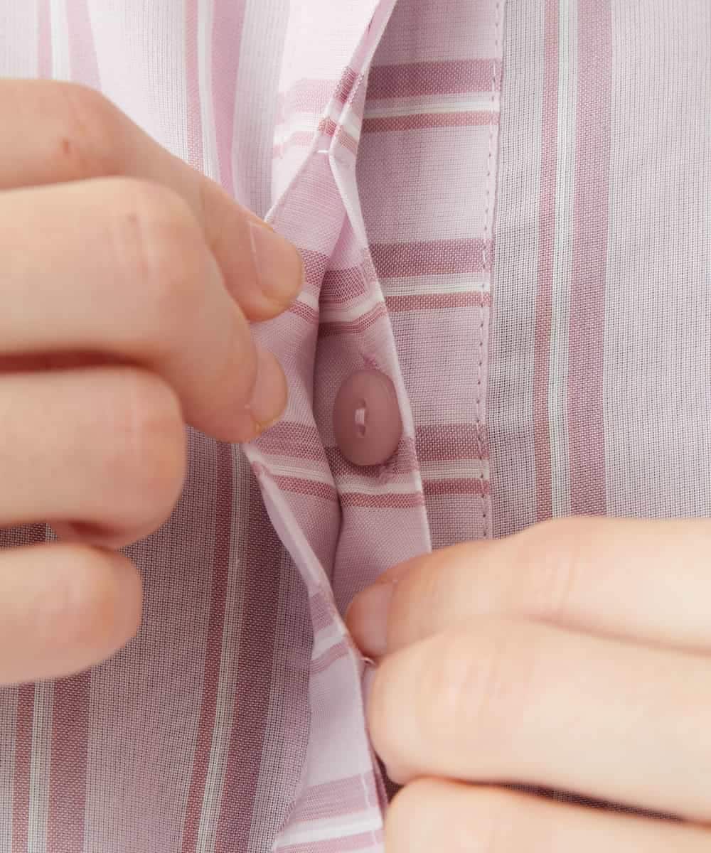 NHBGF85230 GIANNI LO GIUDICE(小さいサイズ)(メゾン ドゥ サンク) シアーストライププルオーバーブラウス ピンク