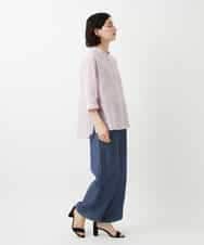 NHBGF85230 GIANNI LO GIUDICE(小さいサイズ)(メゾン ドゥ サンク) シアーストライププルオーバーブラウス ピンク