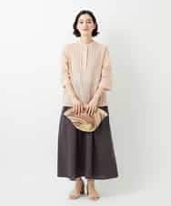 NHBGF85230 GIANNI LO GIUDICE(小さいサイズ)(メゾン ドゥ サンク) シアーストライププルオーバーブラウス ピンク