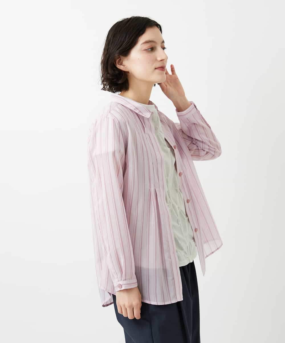 NHBGF86250 GIANNI LO GIUDICE(小さいサイズ)(メゾン ドゥ サンク) シアーストライプ前開きブラウス オレンジ