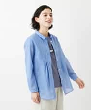 NHBGF86250 GIANNI LO GIUDICE(小さいサイズ)(メゾン ドゥ サンク) シアーストライプ前開きブラウス オレンジ