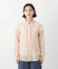 NHBGF86250 GIANNI LO GIUDICE(小さいサイズ)(メゾン ドゥ サンク) シアーストライプ前開きブラウス オレンジ